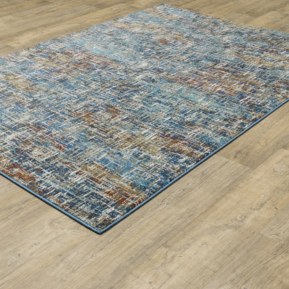 Venice Abstract Blue/ Multi Cut Pile Rug
