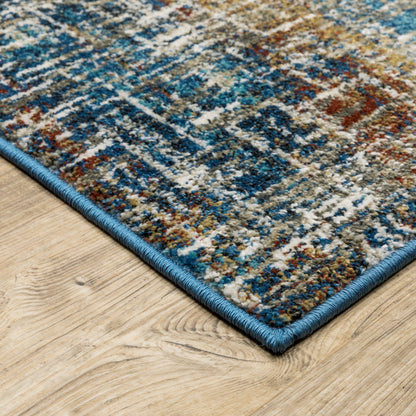 Venice Abstract Blue/ Multi Cut Pile Rug
