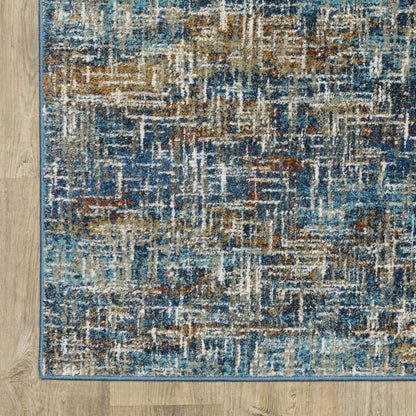 Venice Abstract Blue/ Multi Cut Pile Rug