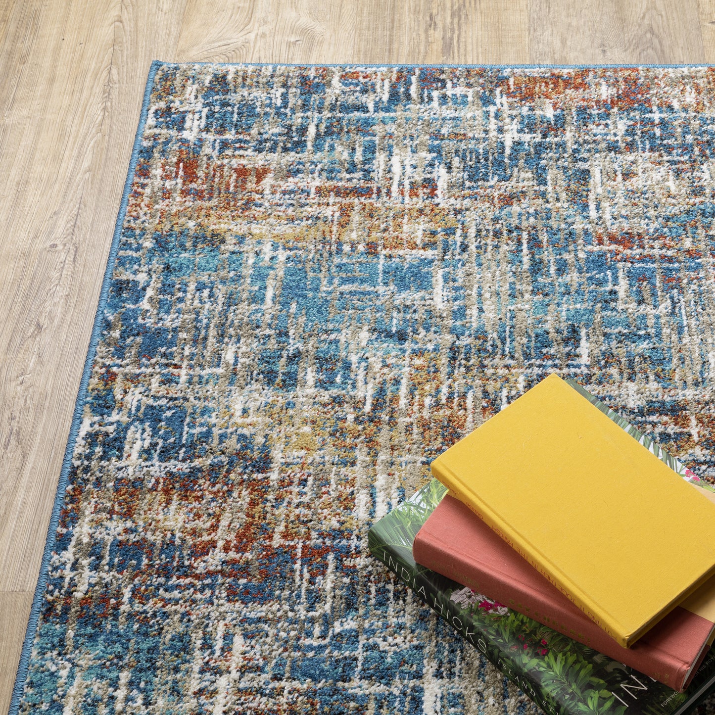 Venice Abstract Blue/ Multi Cut Pile Rug