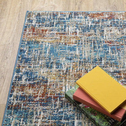 Venice Abstract Blue/ Multi Cut Pile Rug