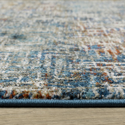 Venice Abstract Blue/ Multi Cut Pile Rug