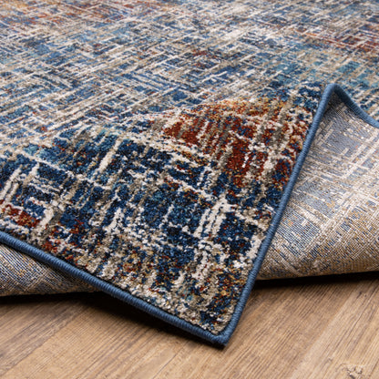Venice Abstract Blue/ Multi Cut Pile Rug
