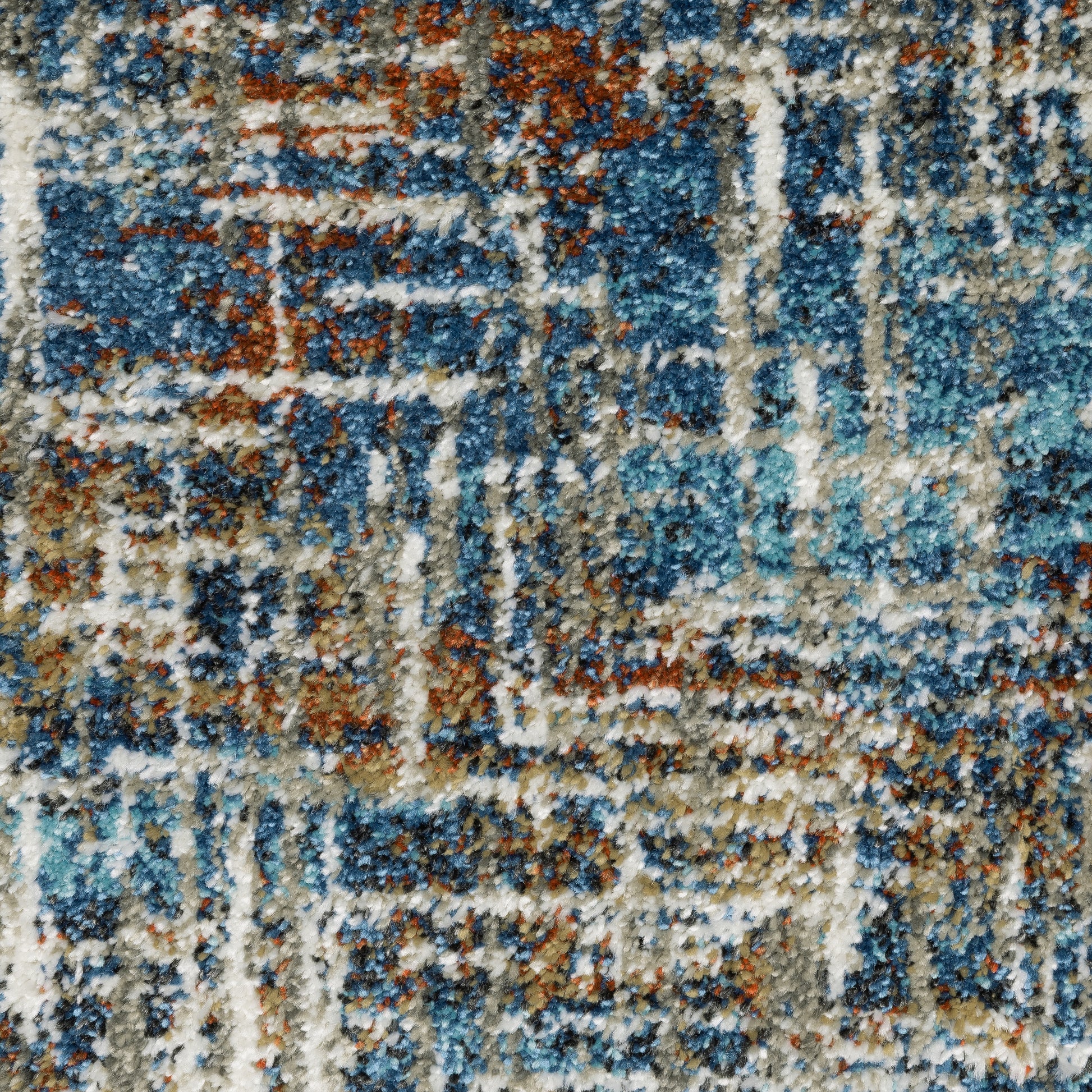 Venice Abstract Blue/ Multi Cut Pile Rug