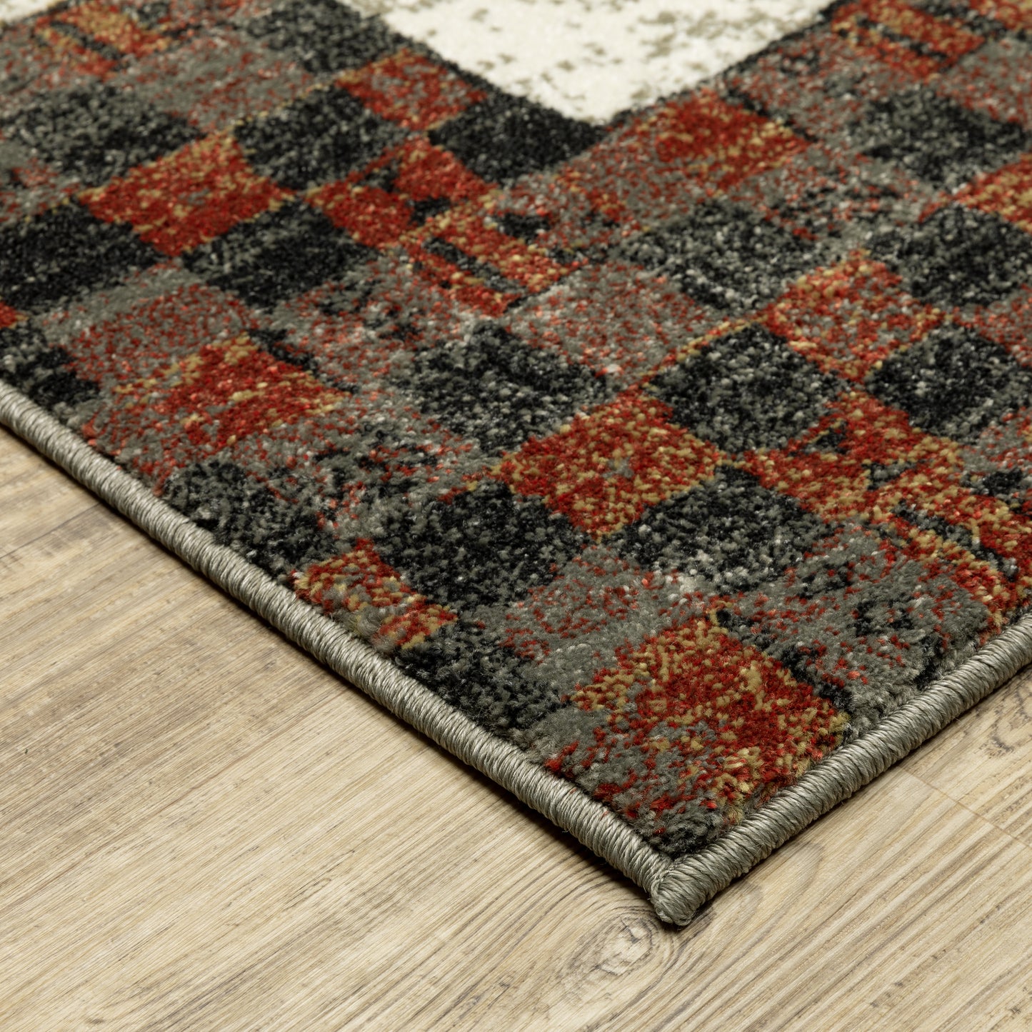 Venice Border Beige/ Multi Geometric Cut Pile Rug