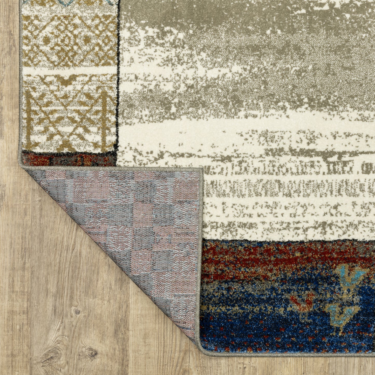 Venice Border Beige/ Multi Geometric Cut Pile Rug