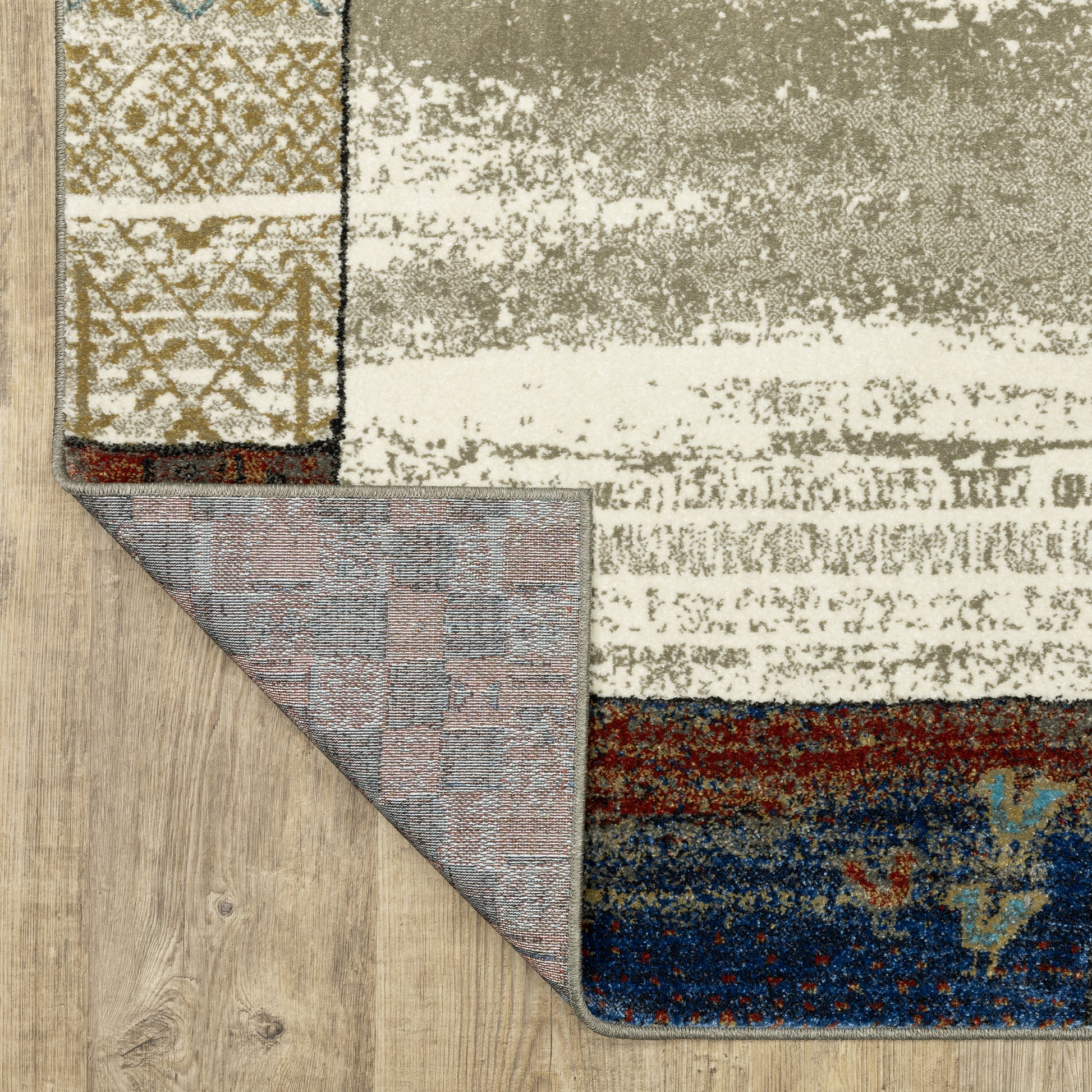 Venice Border Beige/ Multi Geometric Cut Pile Rug