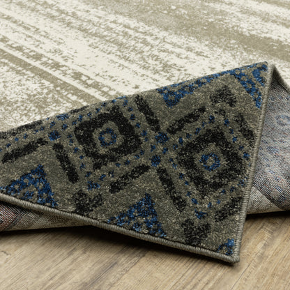 Venice Border Beige/ Multi Geometric Cut Pile Rug