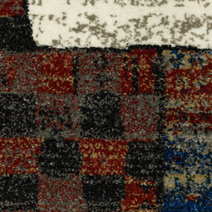 Venice Border Beige/ Multi Geometric Cut Pile Rug