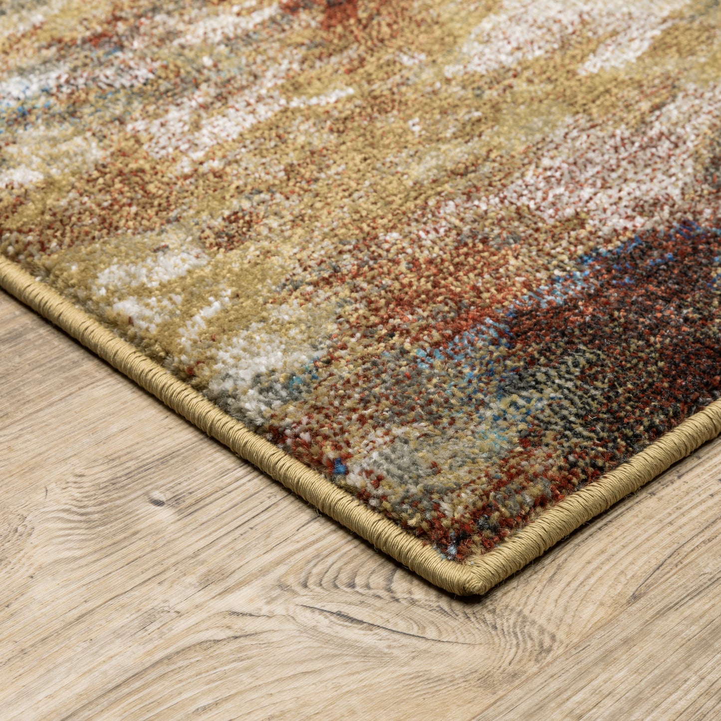 Venice Abstract Blue/ Gold Cut Pile Rug