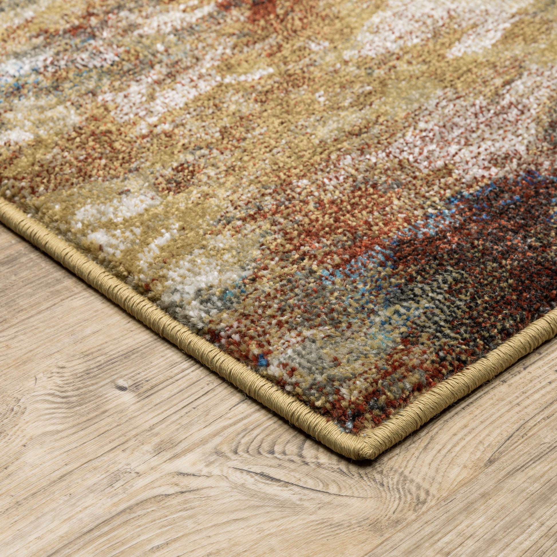 Venice Abstract Blue/ Gold Cut Pile Rug