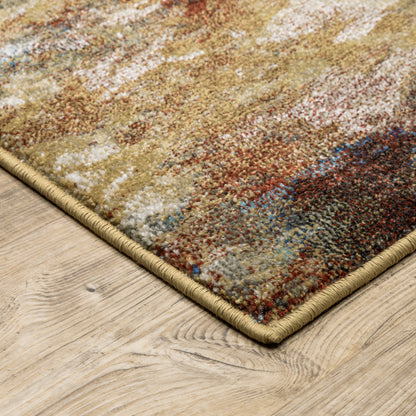 Venice Abstract Blue/ Gold Cut Pile Rug