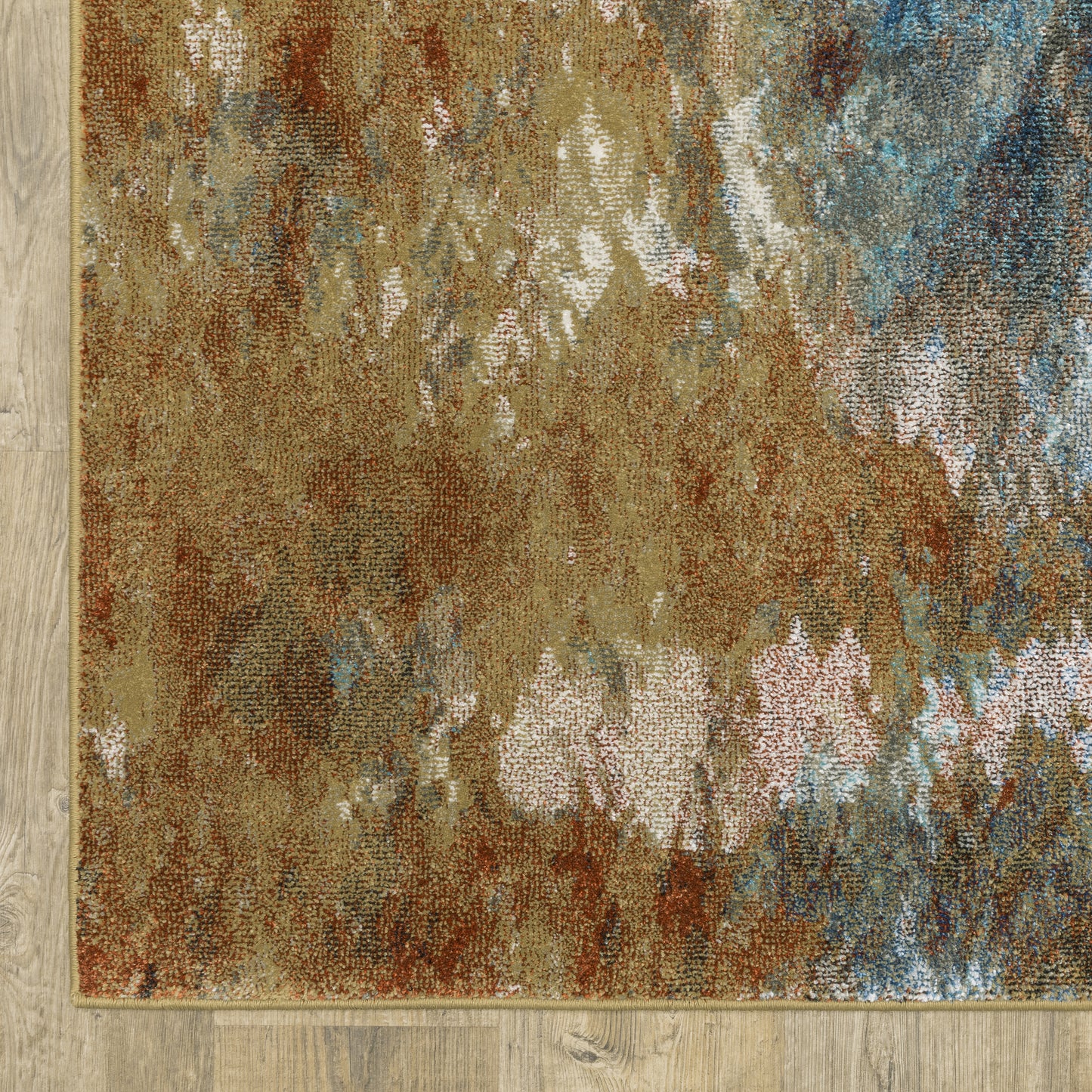 Venice Abstract Blue/ Gold Cut Pile Rug