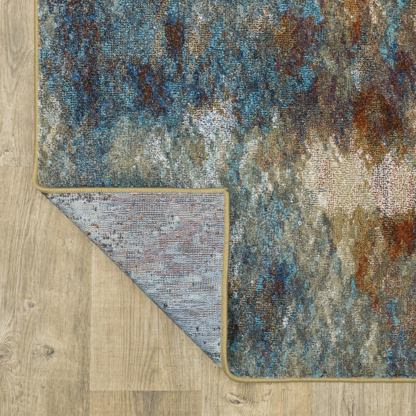 Venice Abstract Blue/ Gold Cut Pile Rug