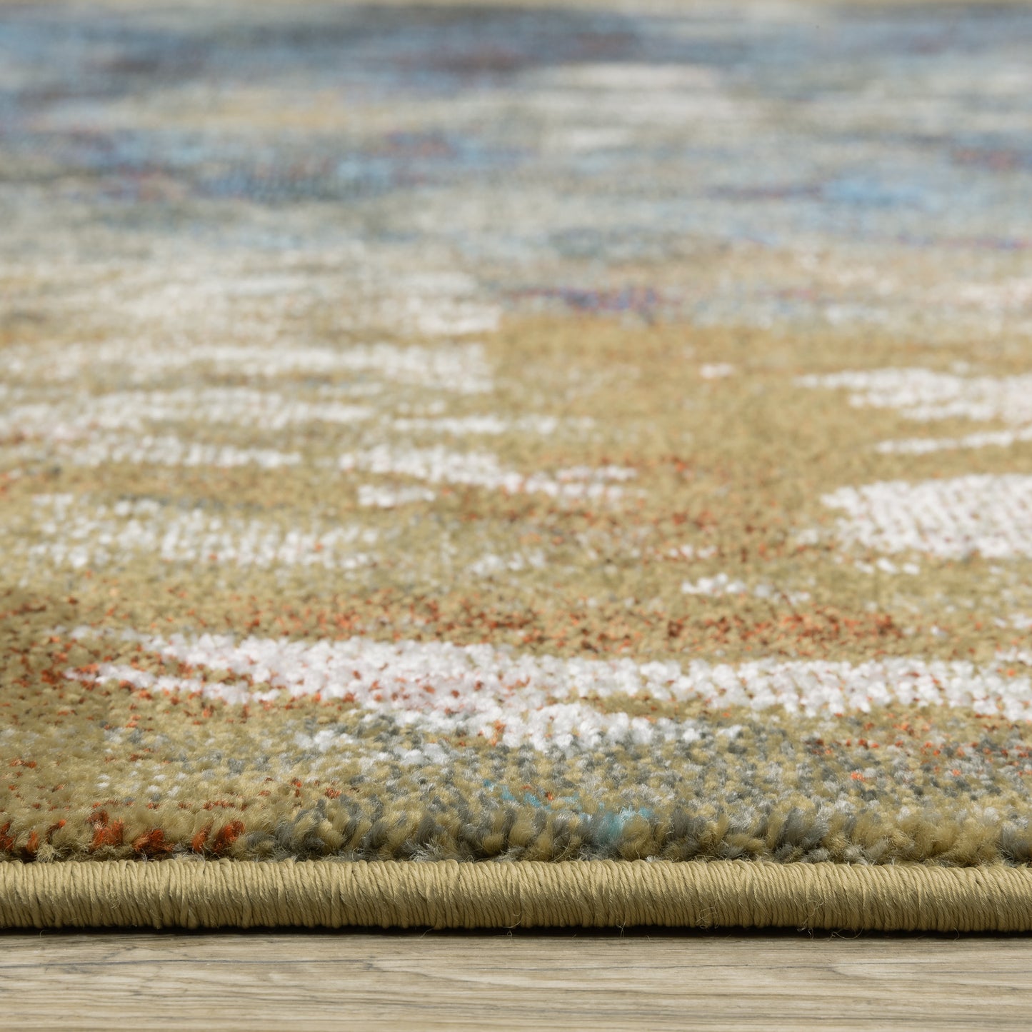 Venice Abstract Blue/ Gold Cut Pile Rug