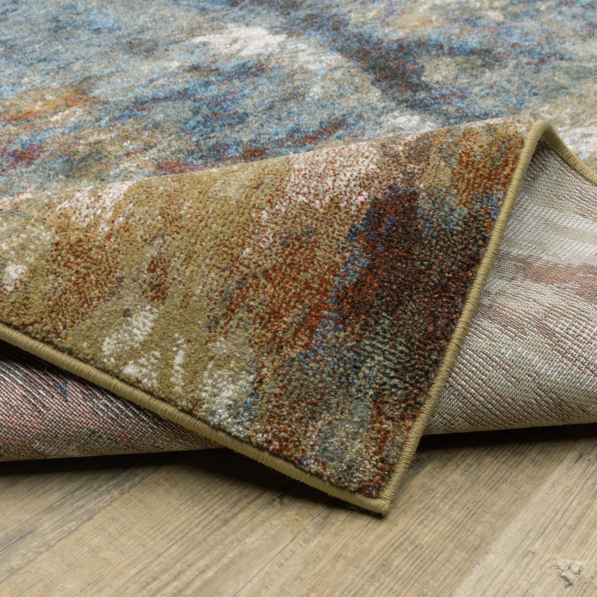 Venice Abstract Blue/ Gold Cut Pile Rug