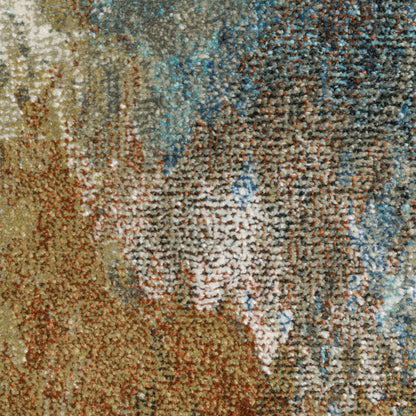 Venice Abstract Blue/ Gold Cut Pile Rug