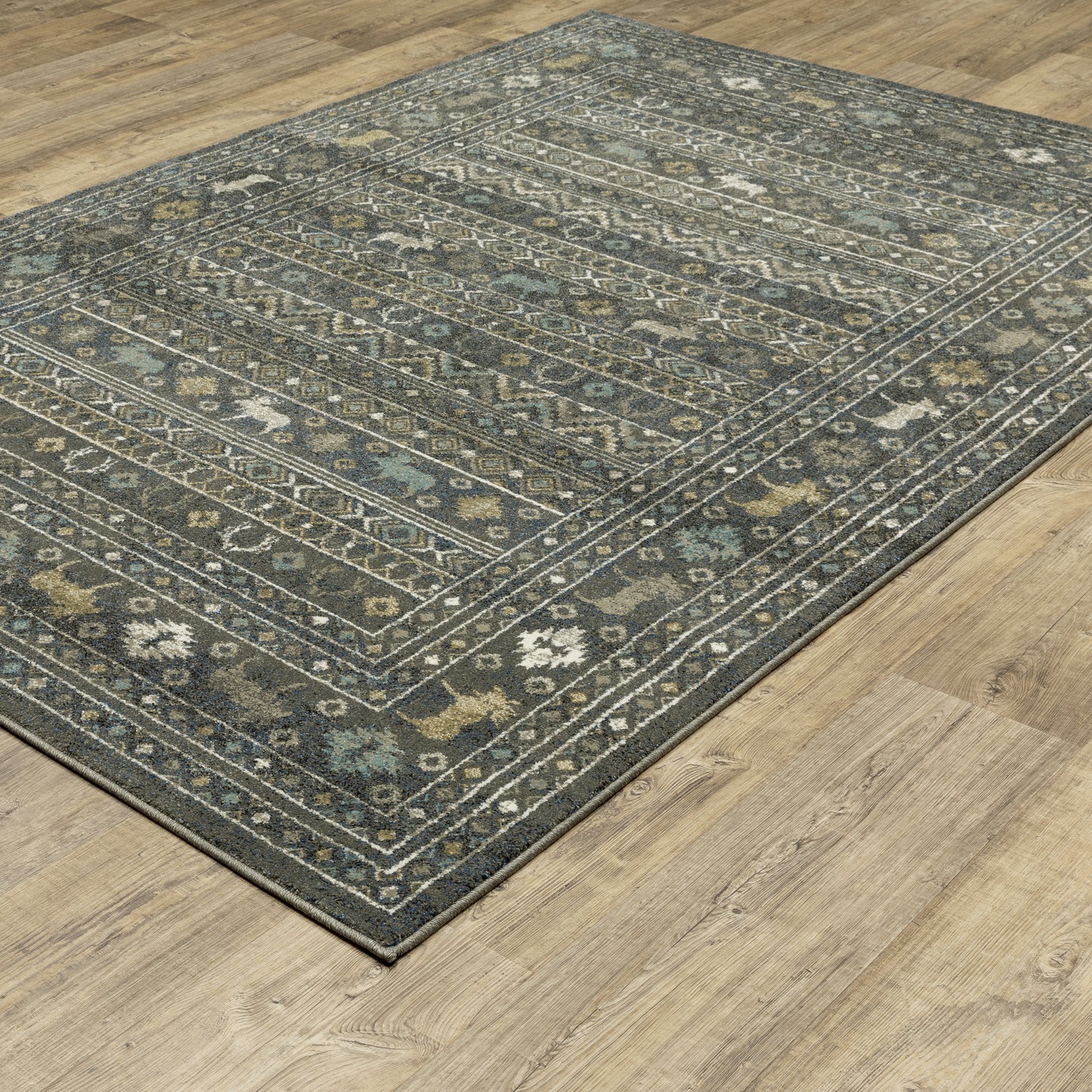 Venice Southwest/Lodge Blue/ Gold Cut Pile Rug