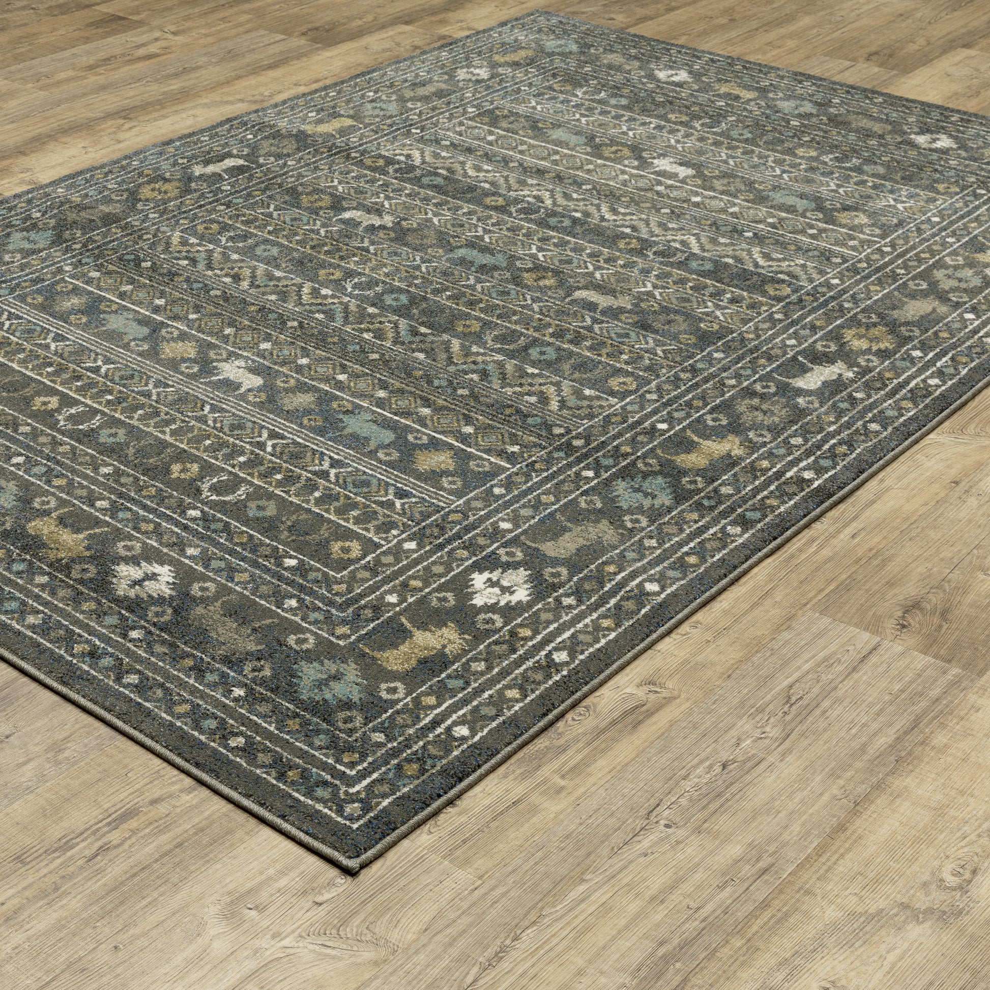 Venice Southwest/Lodge Blue/ Gold Cut Pile Rug