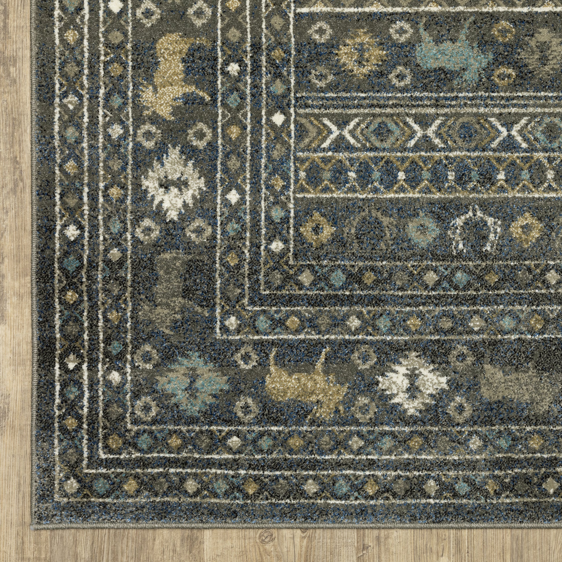 Venice Southwest/Lodge Blue/ Gold Cut Pile Rug