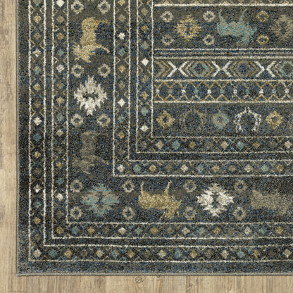 Venice Southwest/Lodge Blue/ Gold Cut Pile Rug