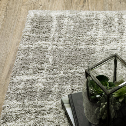 Verona Shag Grey/ Ivory Distressed Cut Pile Rug