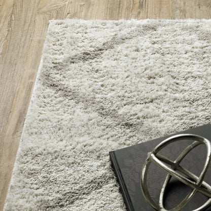 Verona Shag Ivory/ Grey Distressed Cut Pile Rug