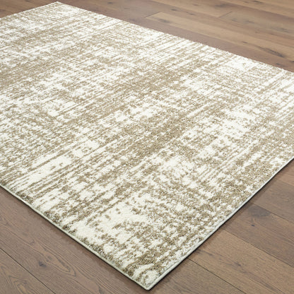 Verona Distressed Ivory/ Taupe Abstract Cut Pile Rug