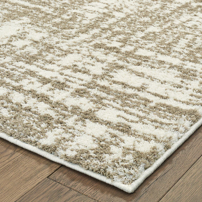 Verona Distressed Ivory/ Taupe Abstract Cut Pile Rug