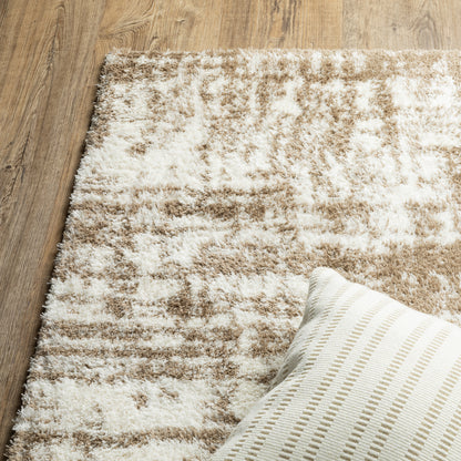 Verona Distressed Ivory/ Taupe Abstract Cut Pile Rug