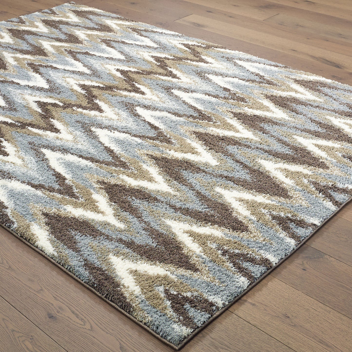 Verona Chevron Grey/ Taupe Cut Pile Rug