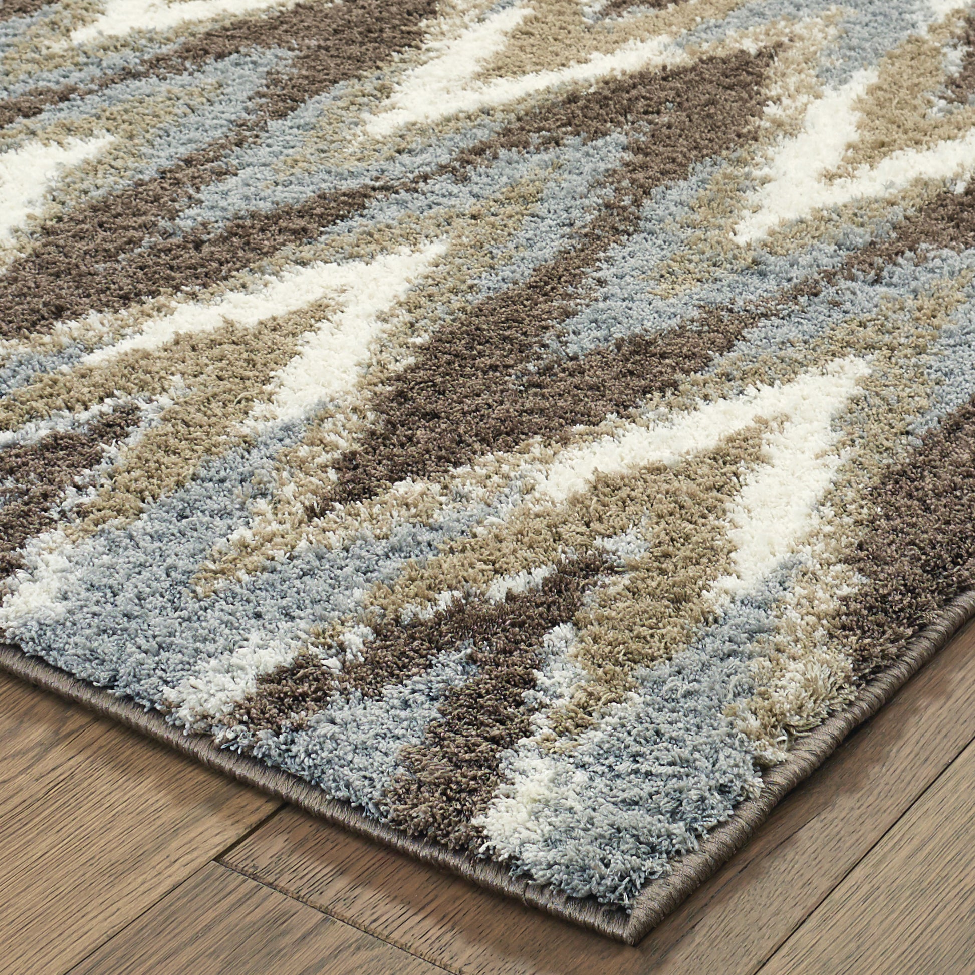 Verona Chevron Grey/ Taupe Cut Pile Rug