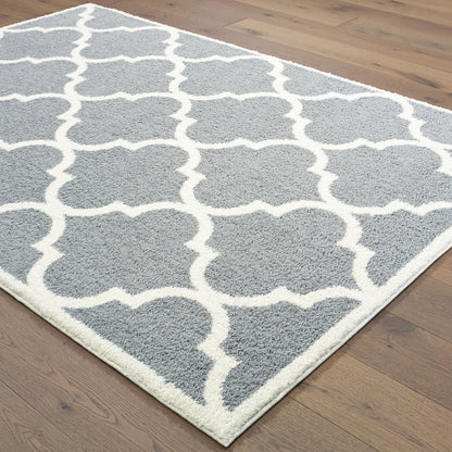 Verona Lattice Grey/ Ivory Trefoil Cut Pile Rug