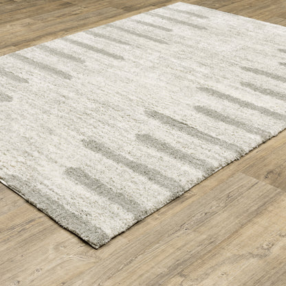 Verona Shag Ivory/ Grey Distressed Cut Pile Rug