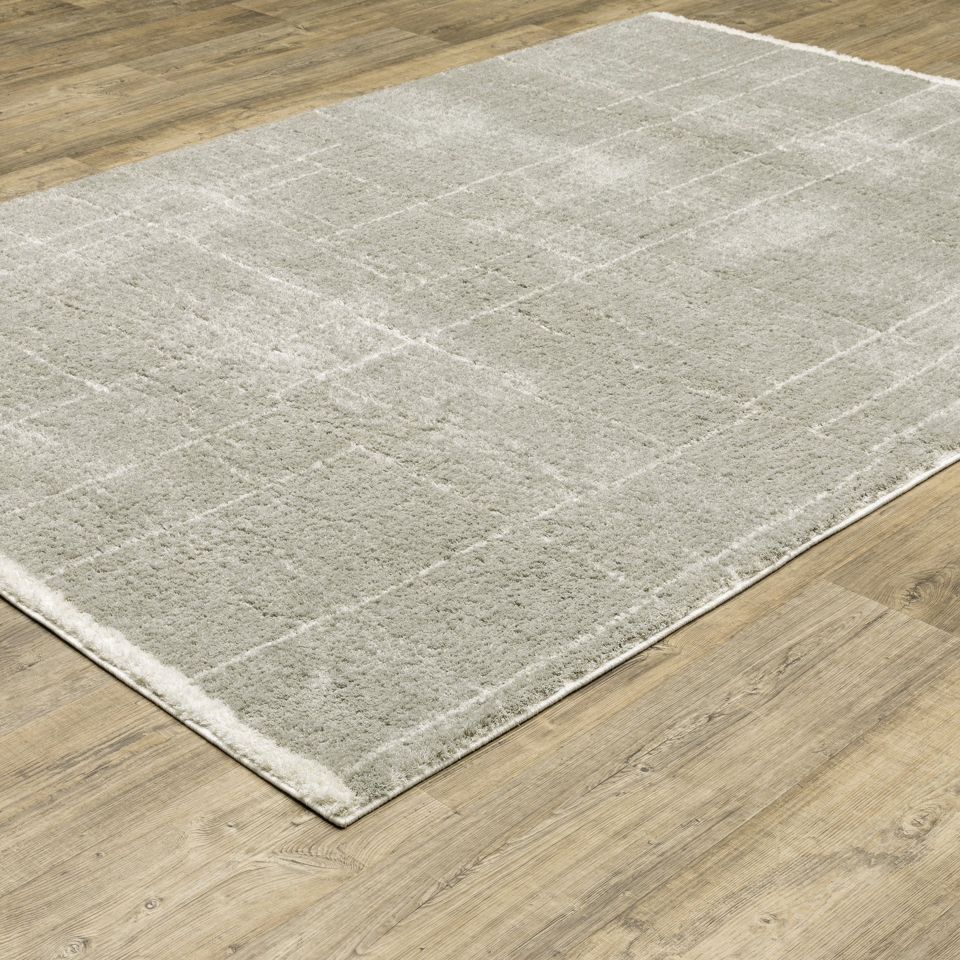 Verona Shag Grey/ Ivory Border Cut Pile Rug