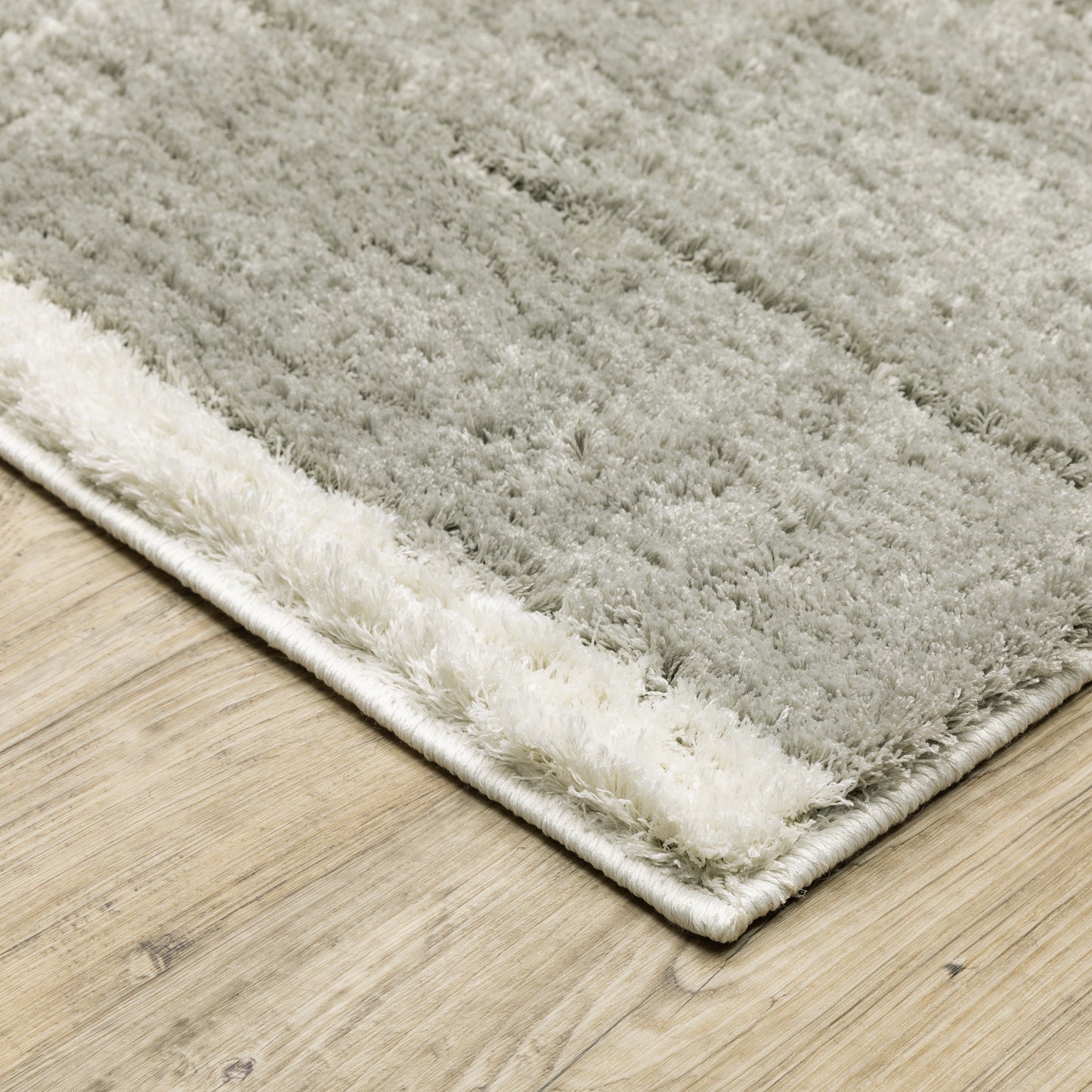 Verona Shag Grey/ Ivory Border Cut Pile Rug