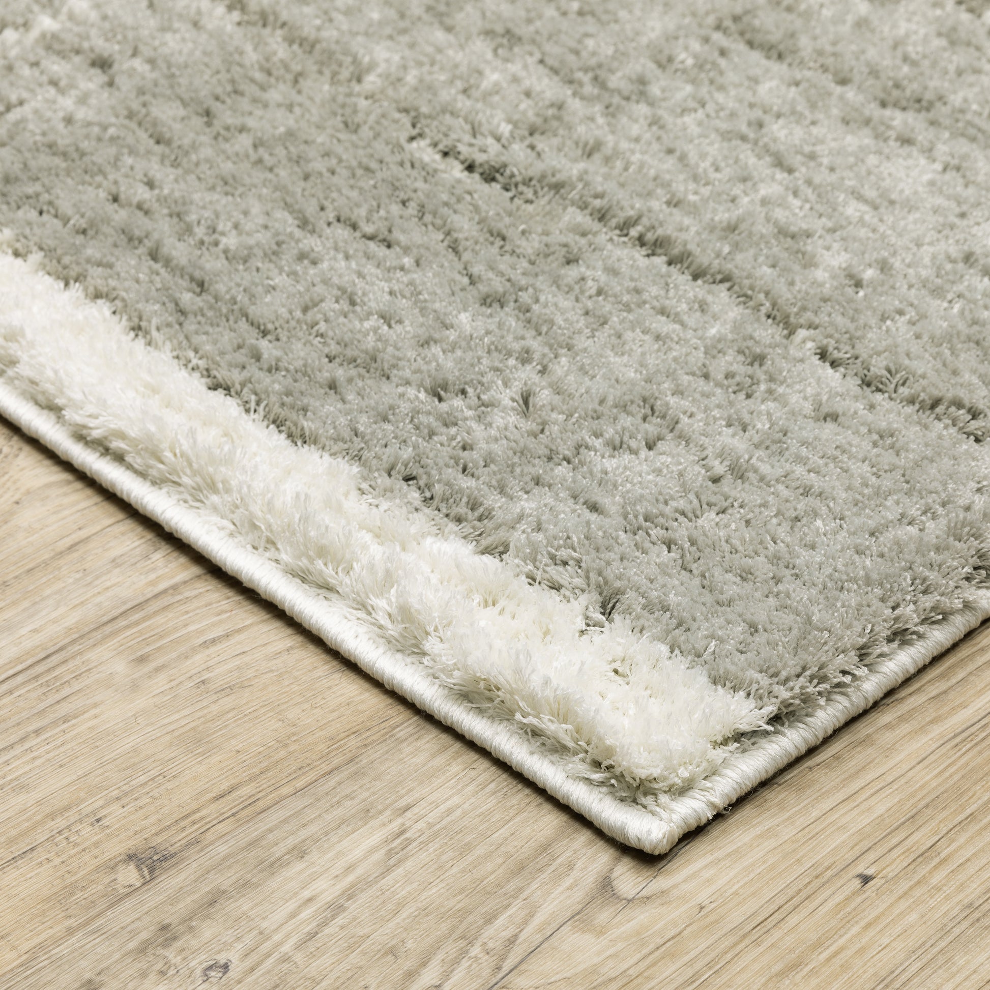 Verona Shag Grey/ Ivory Border Cut Pile Rug