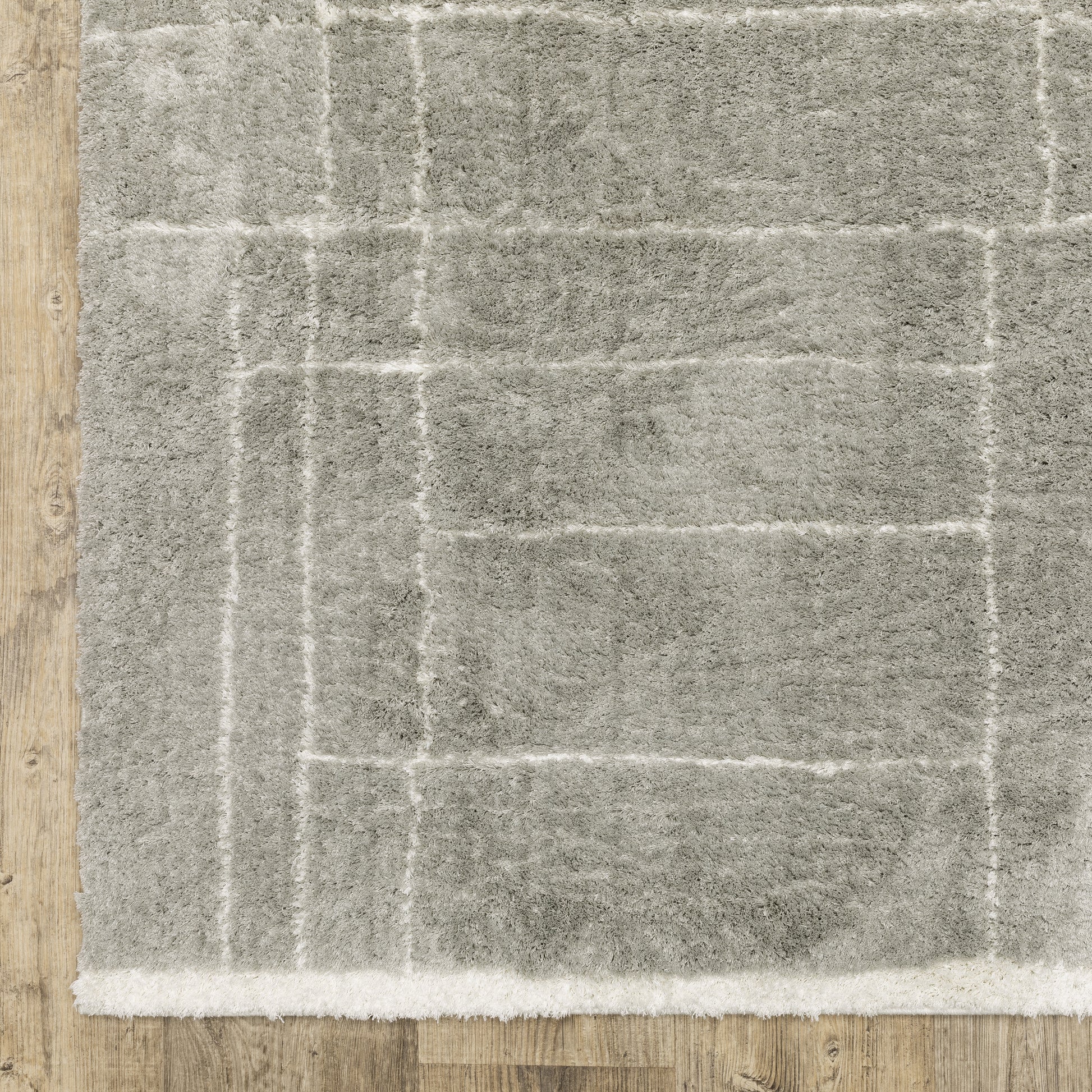 Verona Shag Grey/ Ivory Border Cut Pile Rug