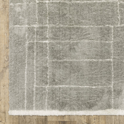 Verona Shag Grey/ Ivory Border Cut Pile Rug