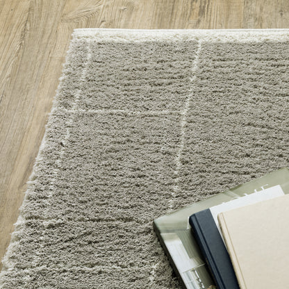 Verona Shag Grey/ Ivory Border Cut Pile Rug
