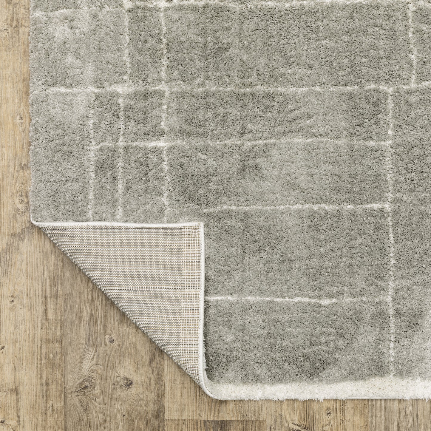 Verona Shag Grey/ Ivory Border Cut Pile Rug