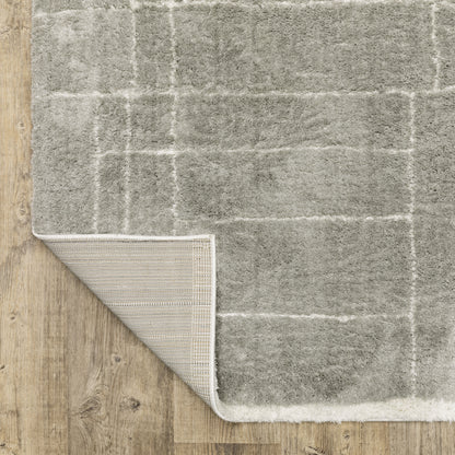 Verona Shag Grey/ Ivory Border Cut Pile Rug