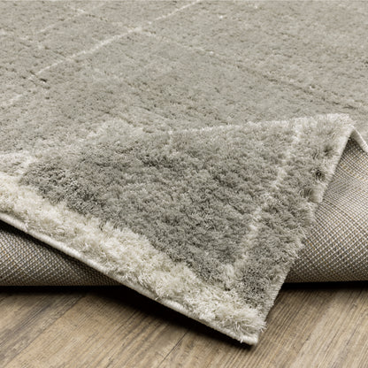 Verona Shag Grey/ Ivory Border Cut Pile Rug