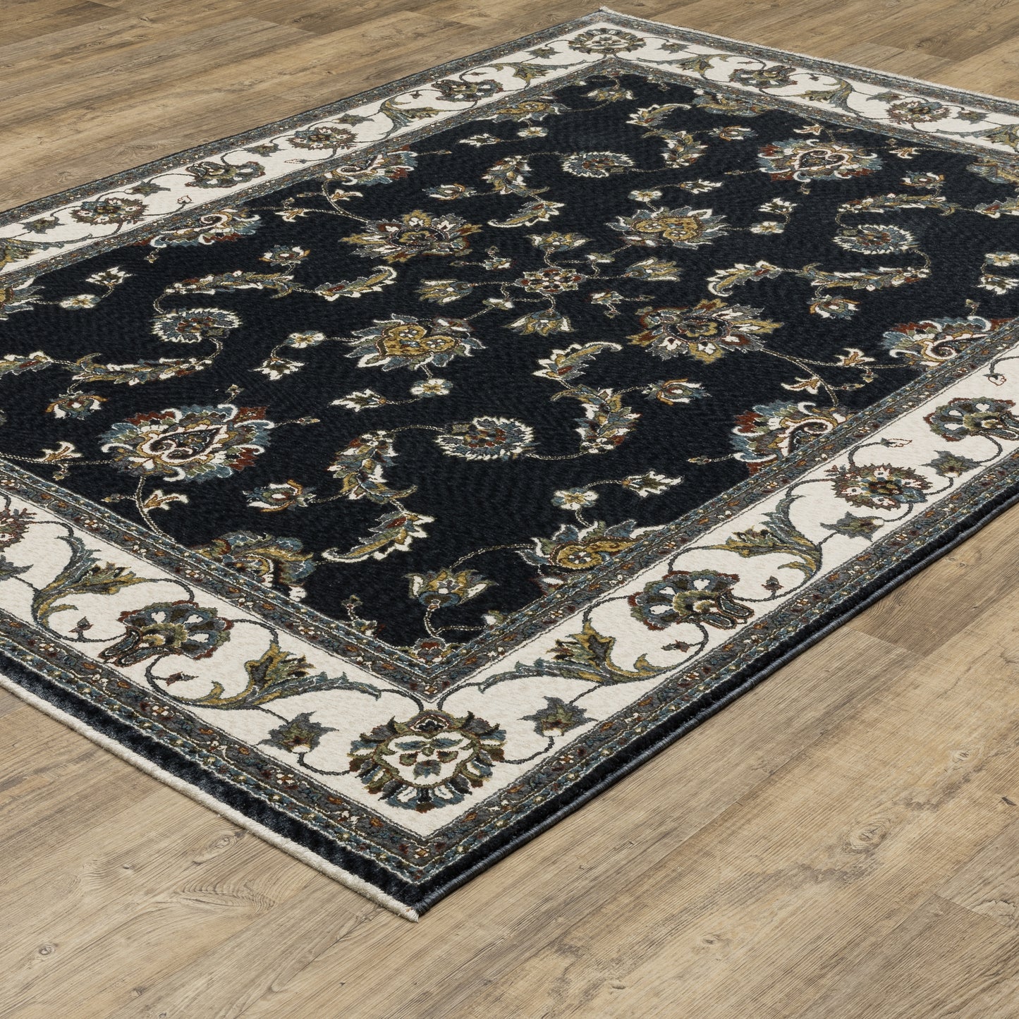 Vivian Oriental Navy/ Ivory Cut Pile Rug