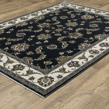 Vivian Oriental Navy/ Ivory Cut Pile Rug