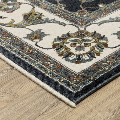 Vivian Oriental Navy/ Ivory Cut Pile Rug