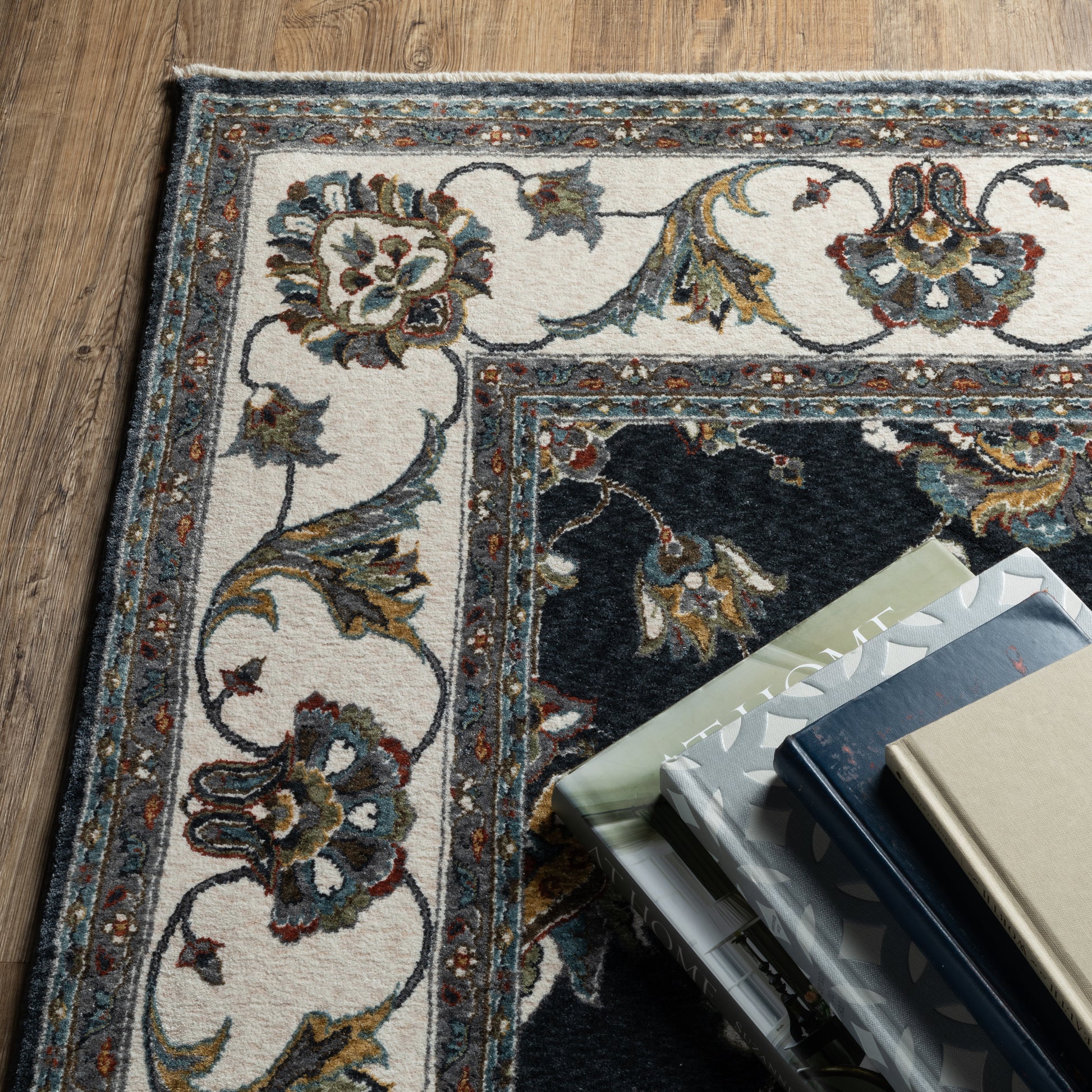 Vivian Oriental Navy/ Ivory Cut Pile Rug