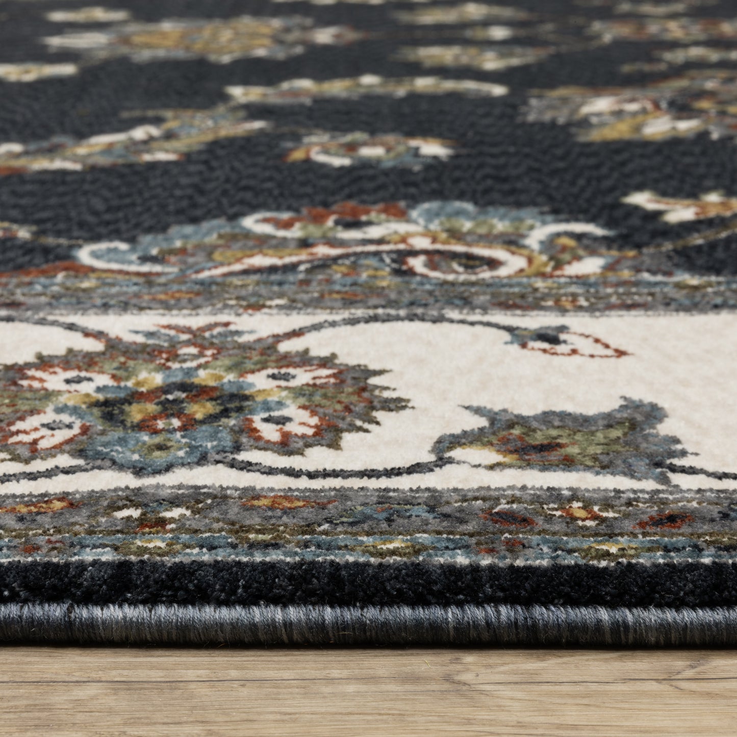 Vivian Oriental Navy/ Ivory Cut Pile Rug
