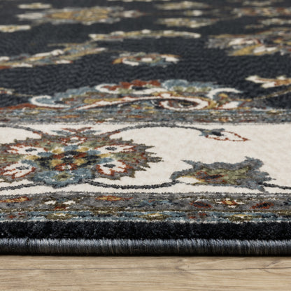 Vivian Oriental Navy/ Ivory Cut Pile Rug