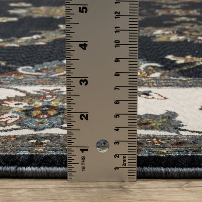 Vivian Oriental Navy/ Ivory Cut Pile Rug